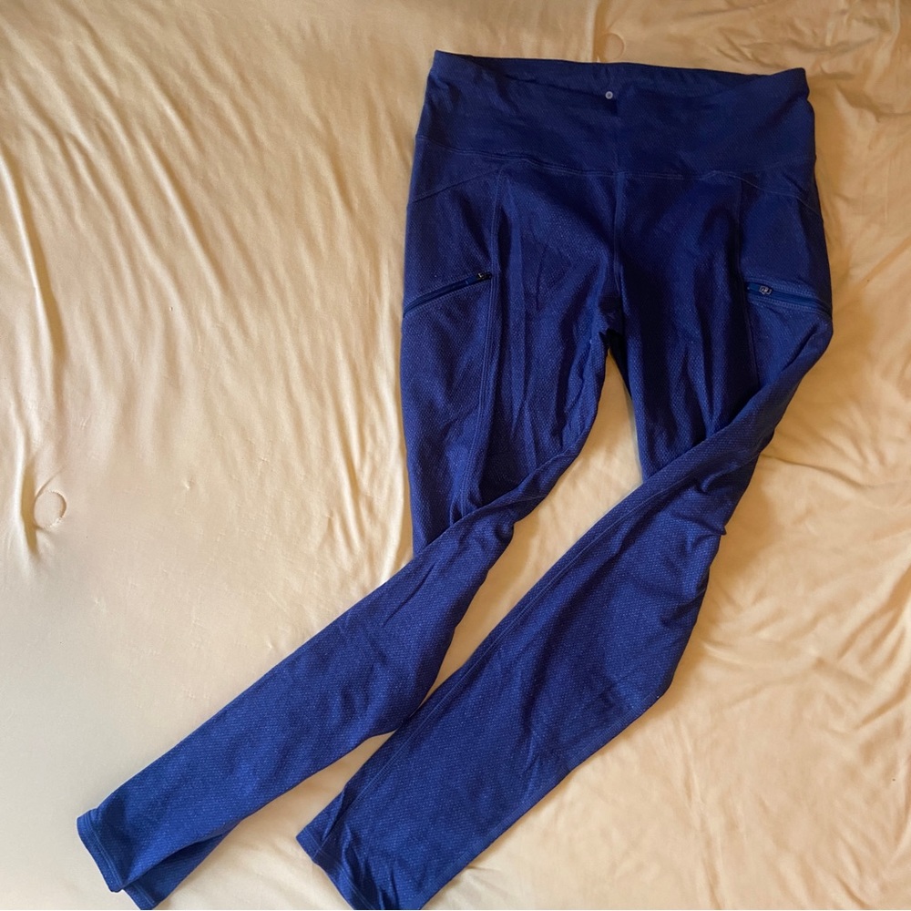 Athleta running tights with pockets blue Sz M